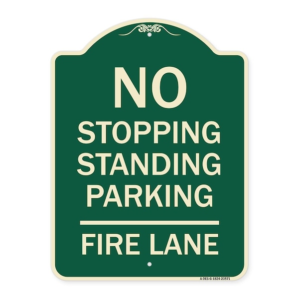 Signmission No Stopping Standing Parking Fire Lane Heavy-Gauge Aluminum Sign, 24" x 18", G-1824-23571 A-DES-G-1824-23571 - main